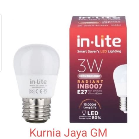 Jual Inlite LED Bulb E27 / Bohlam LED 3watt - INB007 - Putih - Jakarta