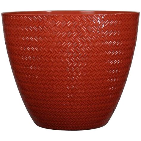 Allen Roth 202 In W X 179 In H Red Resin Planter In The Pots