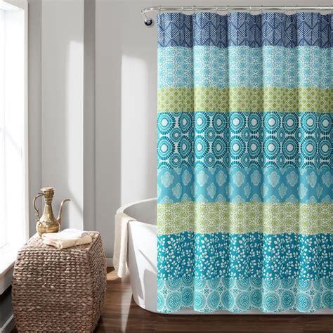 Lush Decor Bohemian Stripe Print Polyester Shower Curtain 72x72 Bluegreen Single Walmart