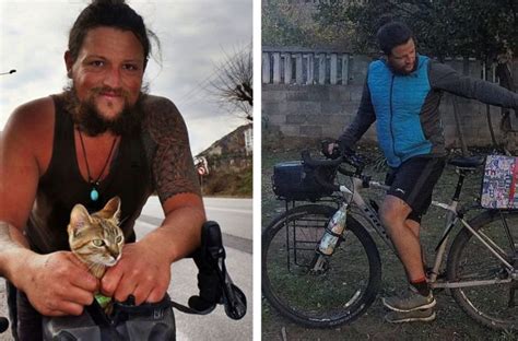 The Man Decides To Cycle Around The World Solo But The Stray Cat