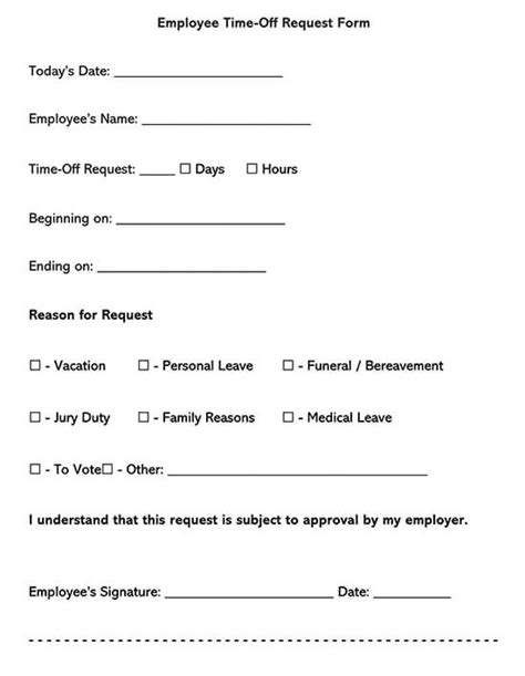 Free Employee Time Off Request Forms Word Pdf