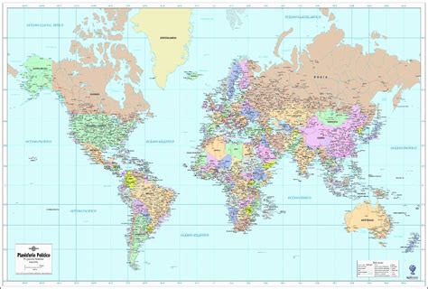 Planisferios Mapa Mundi Mercator Políticos O Físicos 240000