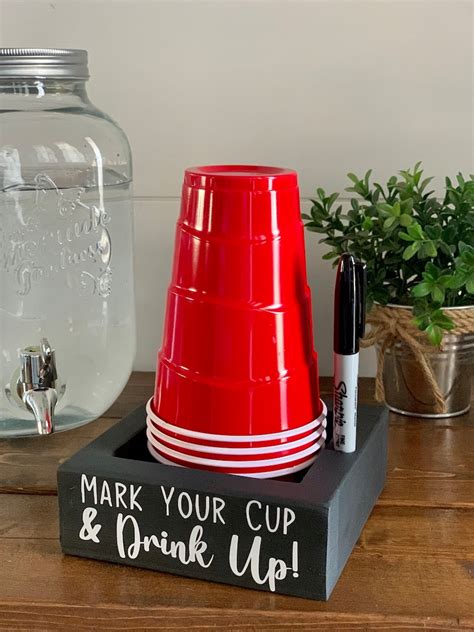 Matte Black Red Solo Cup Holder With Sharpie Mark Your Cup And Drink Up