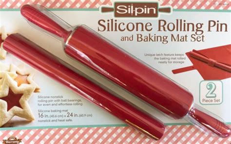 Sil Pin Silicone Rolling Pin And Baking Mat 2 Pc Set Red Ebay