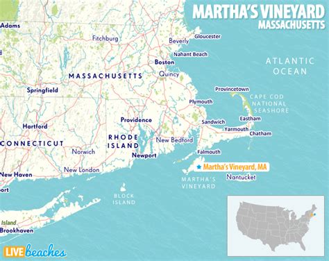 Map Of Marthas Vineyard Massachusetts Live Beaches