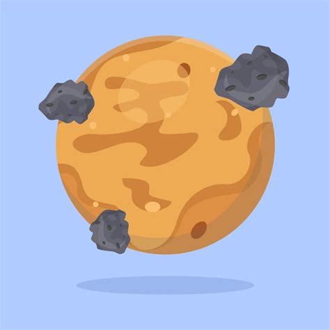 Dibujos Animados De Vector De Planeta Mercurio Con Asteroides Vector