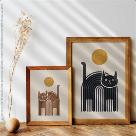 Mid Century Modern Cat Art From Feline Magic Design