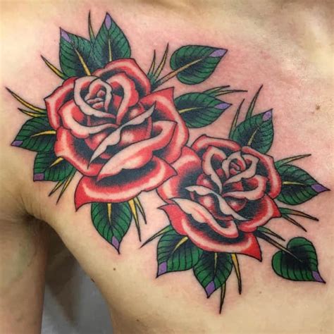 Rose Tattoos On Chest With Names