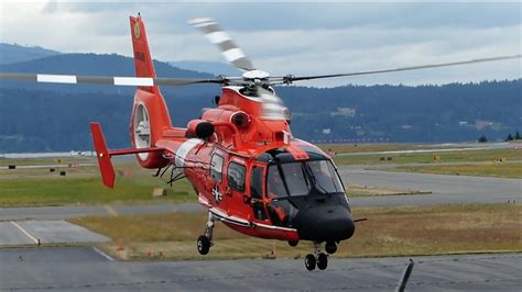 Rare Us Coast Guard Eurocopter Mh 65 Dolphin Landing Startup