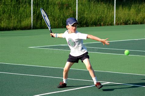 Boy Playing Tennis Stock Image Image Of Outside Hobby 4588201