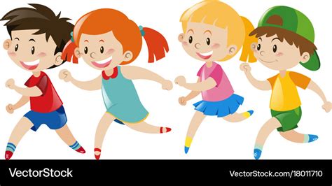 Group Of Kids Running Royalty Free Vector Image