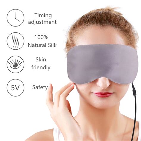 Usb Heated Eye Mask Silk Hot And Cold Eye Mask With Time And Temperature