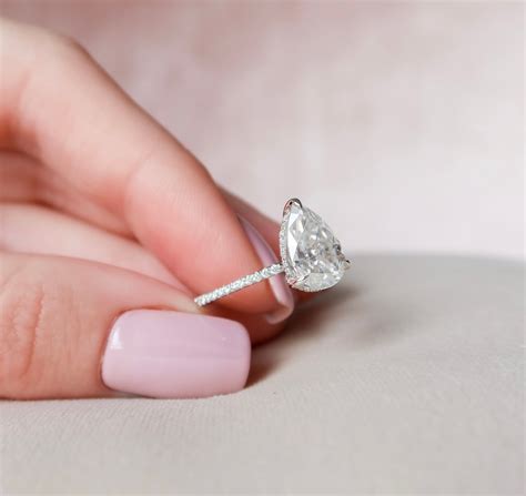 25 Ct Pear Engagement Ring Dainty Pear Wedding Ring Etsy