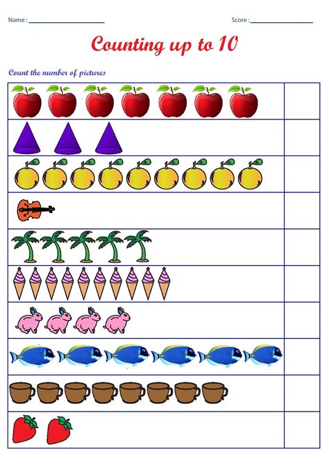 Counting Numbers Kindergarten Worksheets