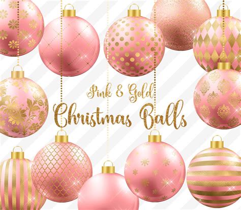 Pink And Gold Christmas Balls Clipart