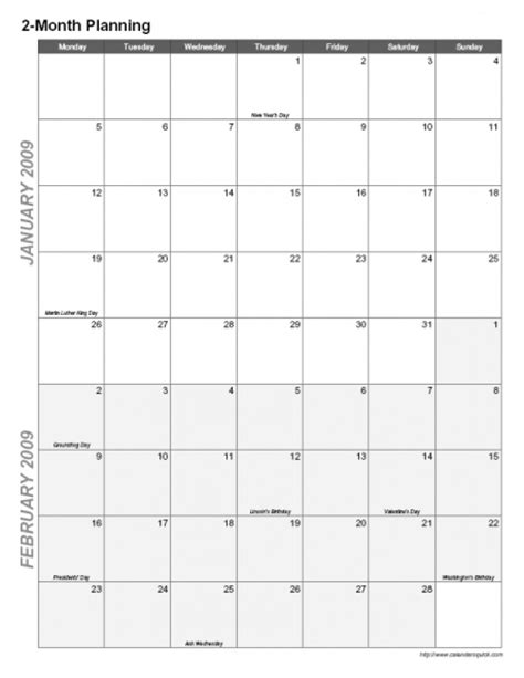 Two Month Printable Calendar Printable Blank World