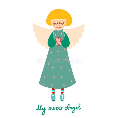 Cute Cartoon Angel With Heart Stock Vector Illustration Of