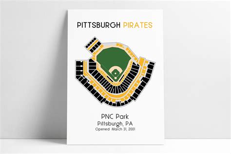 Pittsburgh Pirates Pnc Park Mlb Stadium Map Ballpark Map Etsy In Pnc Park Pittsburgh