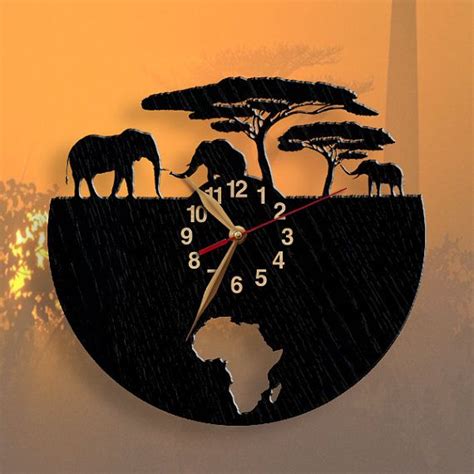 12 Or 18 African Elephants Wall Clock Big Wood Safari Etsy Diy