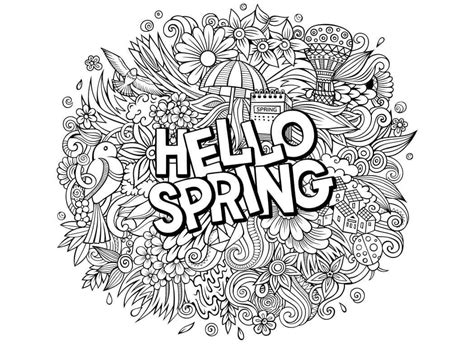 Mandala Hello Spring Coloring Page Download Print Now