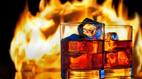 wallpaper whiskey fire ice  food