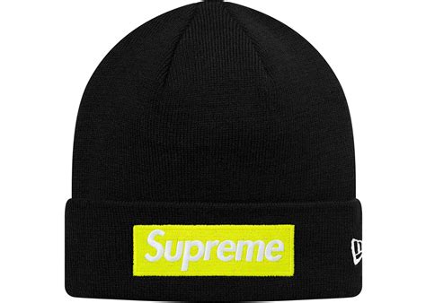 Supreme box logo tees can cost a crazy amount, this is the more affordable option that still has the branding. Supreme Box Logo Beanie New Era Black Yellow - StockX News