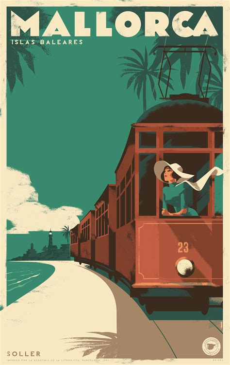 Mallorca Posters Retro Travel Poster Art Deco Posters Vintage