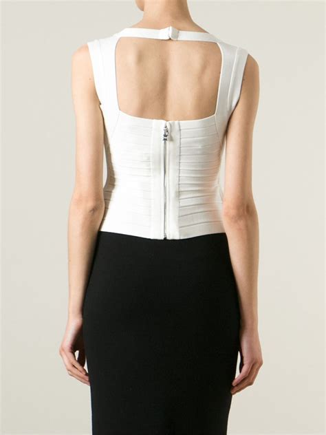 Hervé Léger Fitted Bandage Top In White Lyst