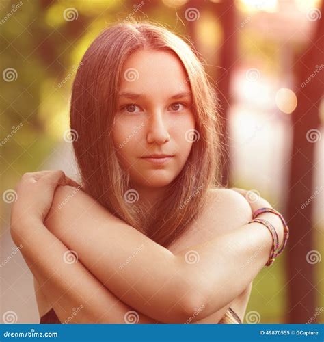 Close Up Portrait Of Teen Girl With Naked Stock Image Image Of People Girl 49870555