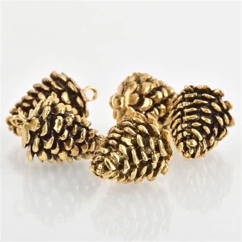 Gold Pine Cone Charm Pinecone Charms Mm Chs Etsy