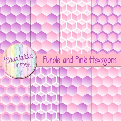 Free Purple And Pink Digital Papers With Hexagons Designs