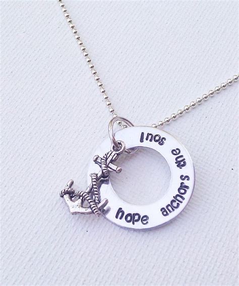 Hope Anchors The Soul Necklace Custom Hand Stamped Anchor Etsy Uk