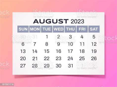 Ilustración De Calendario Agosto 2023 Y Más Vectores Libres De Derechos