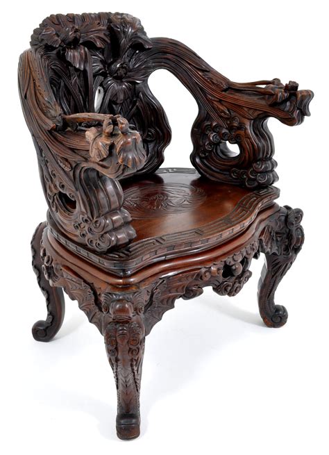 Antique Chinese Qing Dynasty Carved Rosewood Throne Chair Circa 1890