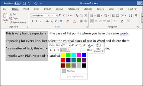 How To Select Text Vertically In A Paragraph In Microsoft Office Word