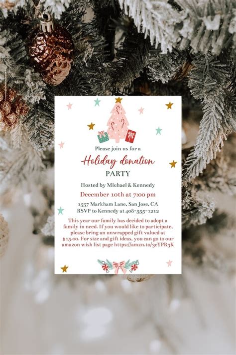 editable holiday donation party invitation template fundraiser party charitable party t