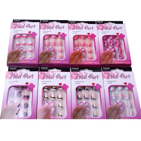 5packlot Designed French Acrylic False Nail Full Tips 24pcspack Different Styles Jt103 In