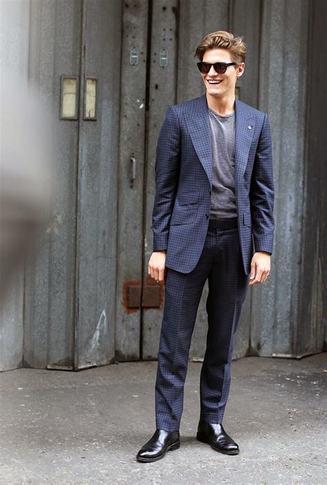 Chunky chelsea boots are a huge trend this season. Pin by Sammy Love on My Kind of Guy | Blue suit men, Black ...