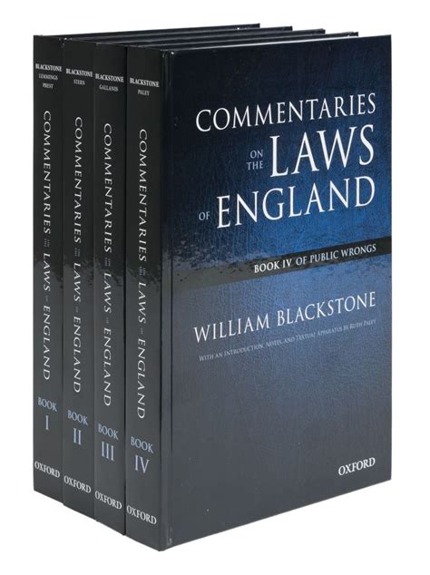 The Oxford Edition Of Blackstone Commentaries On The Laws Of England