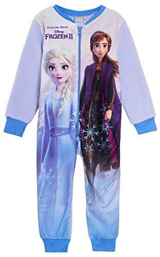 Disney Girls Anna And Elsa Frozen Onesie Fleece All In One In