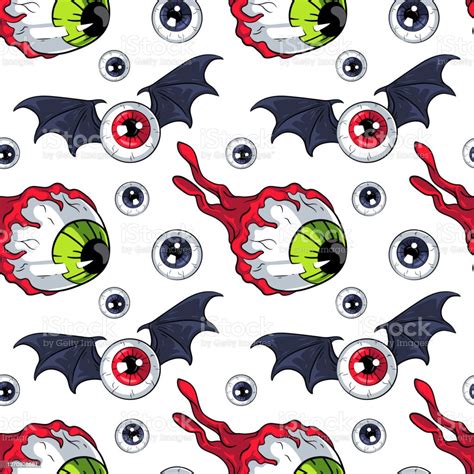 Flying Eyeballs Vector Seamless Pattern Stock Illustration Download