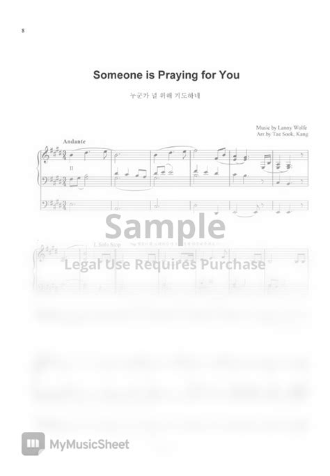 Lanndy Wolfe Someone Is Praying For You Organ Solo By Ts Kang Sheet