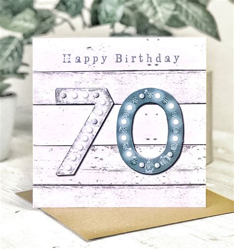 70th Birthday Vintage Letters Male Greeting Card By Lucy Ledger Designs