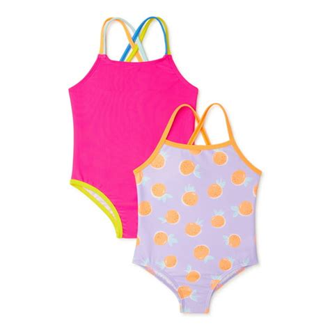 Wonder Nation Toddler Girls One Piece Swimsuits Upf 50 2 Pack Sizes