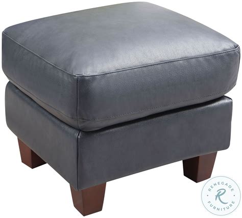 Georgetowne Traverse Blue Leather Ottoman From Leather Italia Coleman