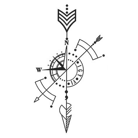 Inkotattoo Temporary Tattoo Arrow Compass And Arrow Inkotattoo