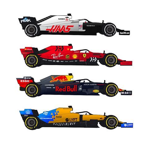 Insert side, top and back views. I'm working on vector drawings of all F1 cars of the 2019 ...