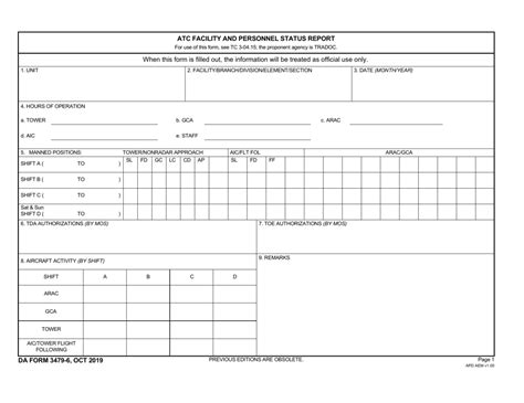 Da Form 3479 6 Download Fillable Pdf Or Fill Online Atc Facility And