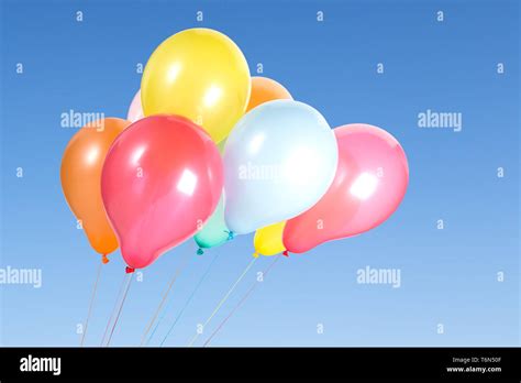 Bunch Of Colorful Balloons In The Blue Sky Stock Photo Alamy