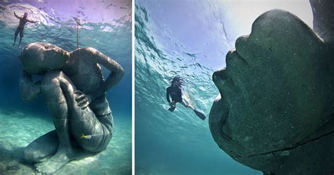 Massive Underwater Sculpture Of A Girl With The Entire Ocean On Her Shoulders